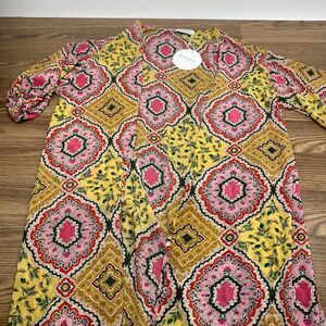 Rustydustty Kimono Open Light Pink Floral Geometric Women's One Size